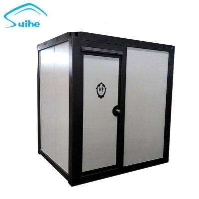 Small mobile portable outdoor toilet with toilet and basin